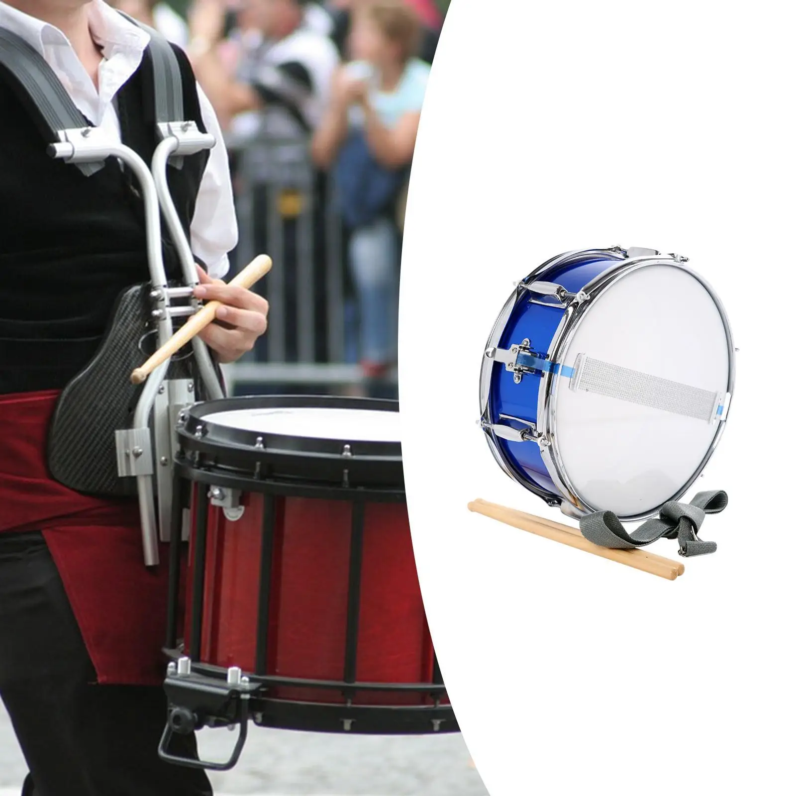 

13 inch Snare Drum Blue with Drumsticks Educational Toy Portable Music Drum for Children Adults Beginners Girls Birthday Gifts