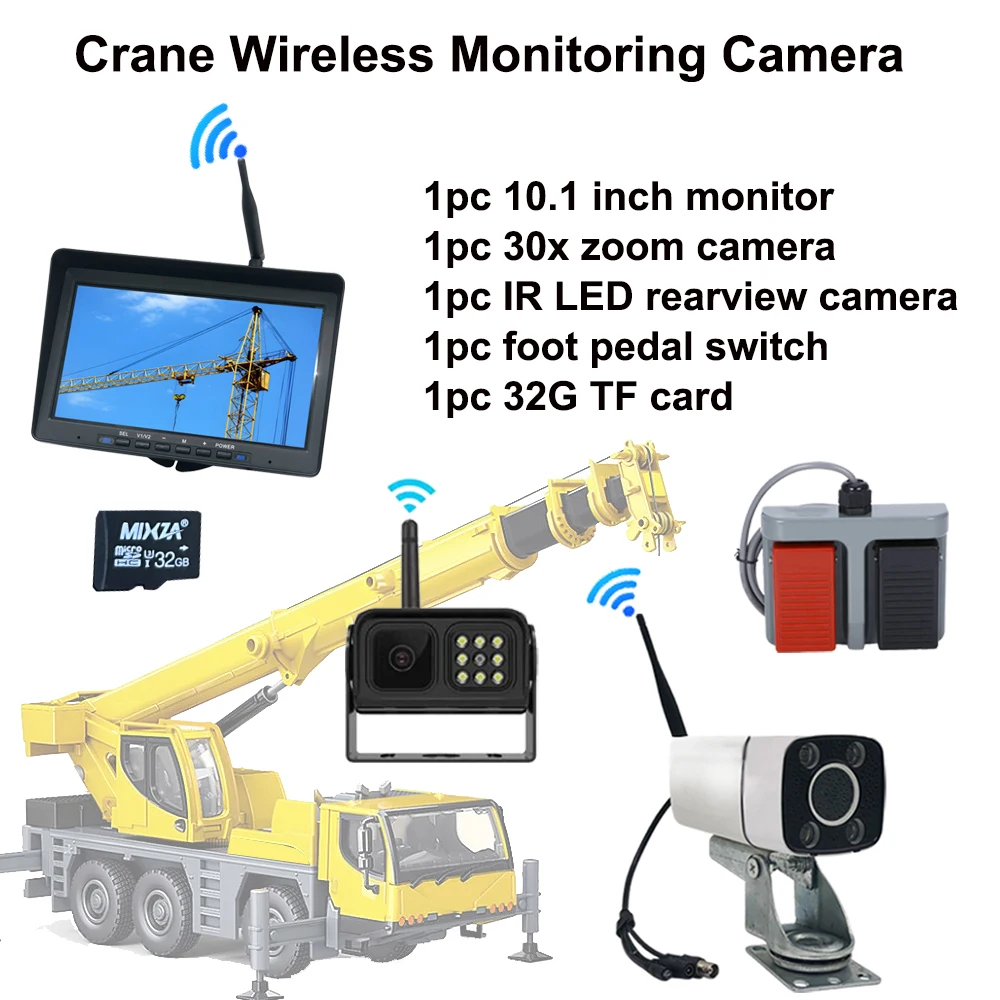 Telecamera per gru gru a torre Zoom automatico monitoraggio Wireless Zoom 30X Display telecamera posteriore Wireless Set telecamera Wireless per Caravan in pietra