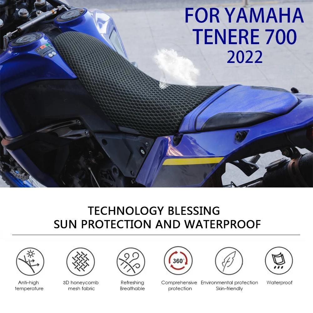 For Yamaha Tenere 700 Accessories T700 2022 Motorcycle Cushion Seat Cover Breath Fabric Saddle Waterproof World Raid T7 T-700