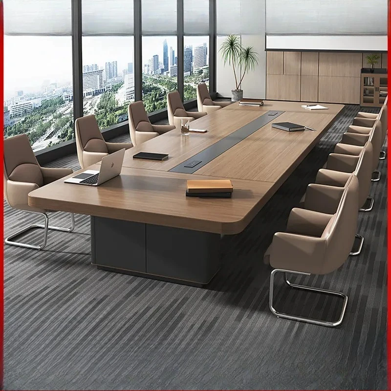 for Large Office Conference Table Rectangular Meeting Reception Training Long Table Simple Conference Room Table and Chair