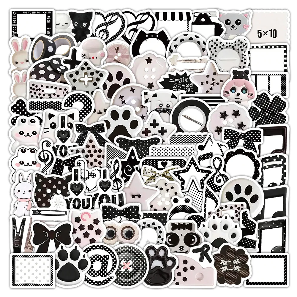 Cute Black White Polka Dots Decorative Stickers 103 Sheets for Journal Diary Planner DIY Craft Stationery Peel Joy Sticker Store