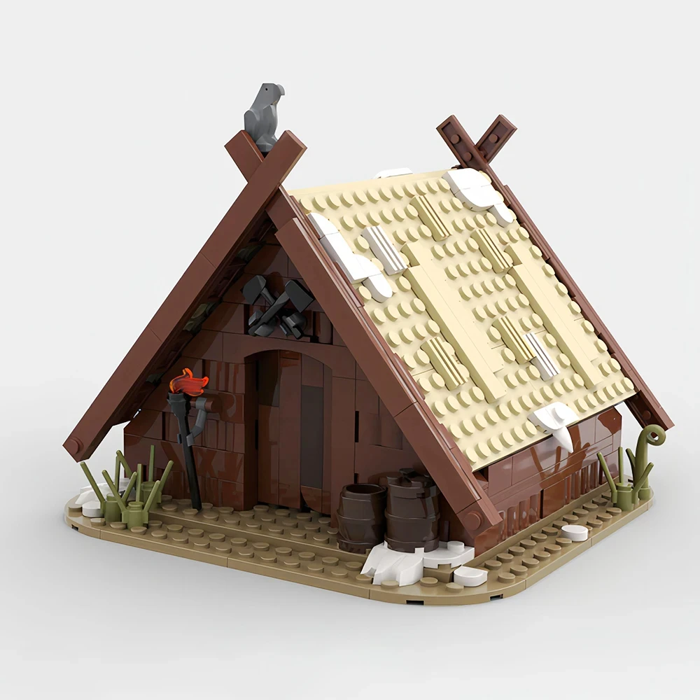 312 pieces building blocks MOC-93063 Viking hut assembly toy gift medieval building model made in China children\'s gift