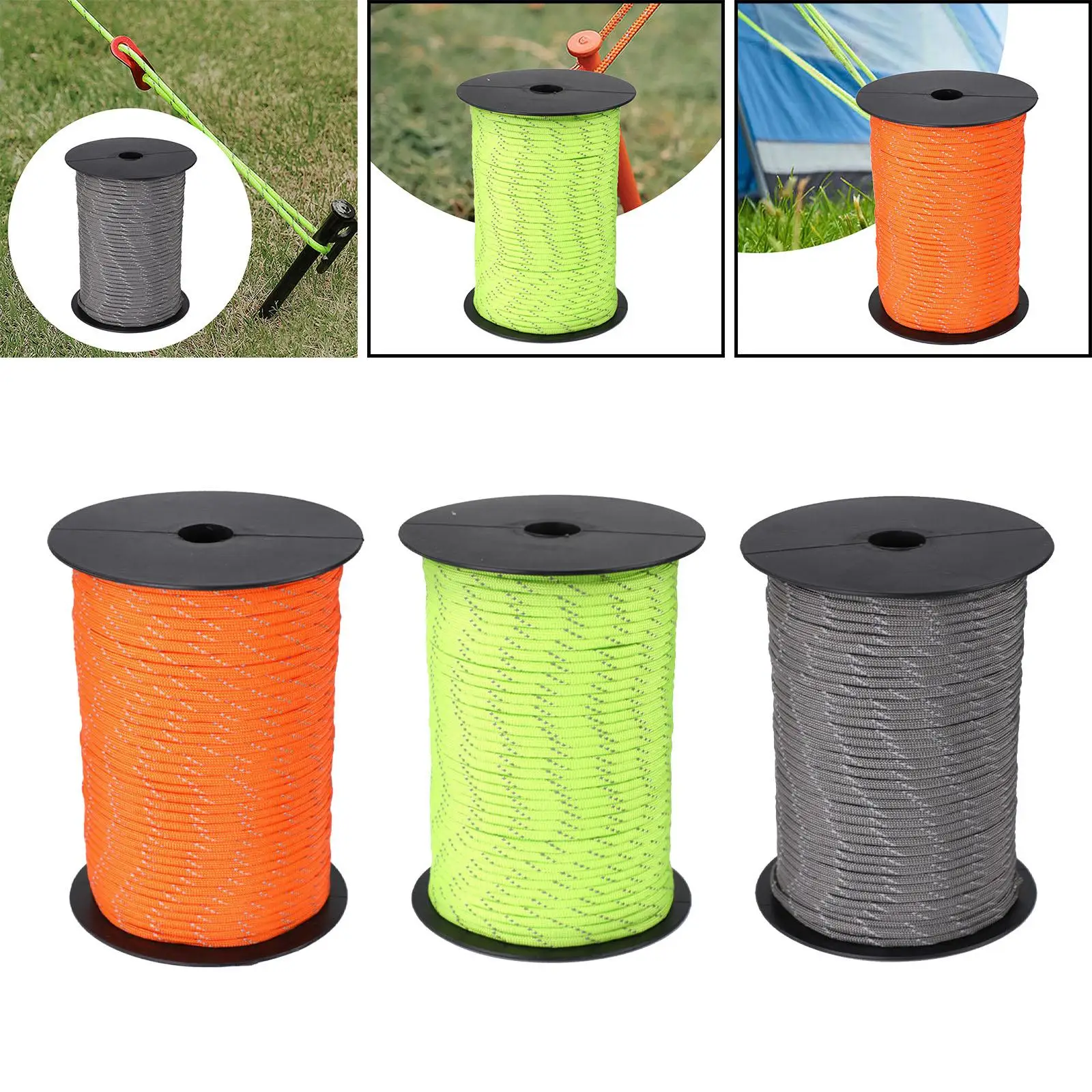 100M Parachute Cord 4mm Rope Camping Tents Accessories Survival Rope for Hiking DIY Craft Making Garden Emergency Camping