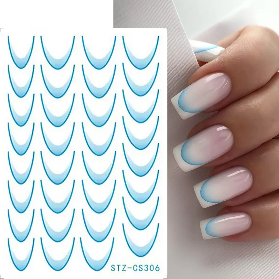 6 pçs gradiente linha francesa manicure arte do prego adesivos auto-adesivos decalques design dicas de unhas guias decorações estêncil manicure