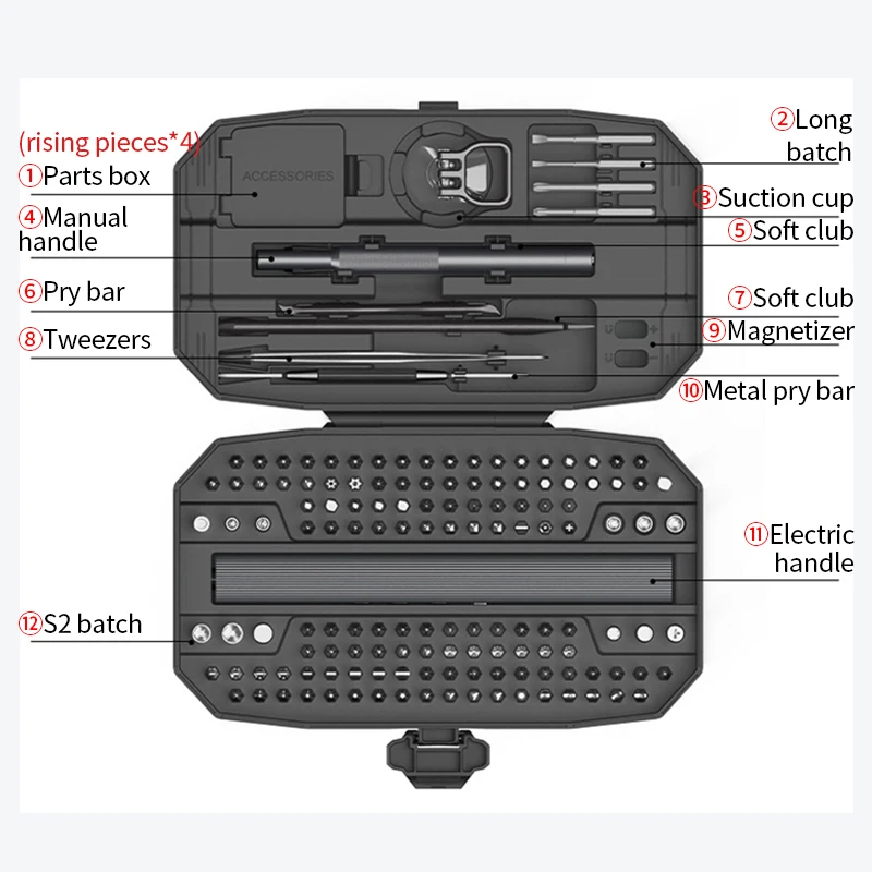 LUXIANZI 153 in 1 Electric Screwdriver Set With 136 Precision Magnetic Driver Bits For Phone Laptop Household Repair Power Tools