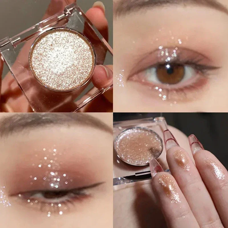 Sombra de ojos con purpurina, ilumina los ojos, maquillaje a prueba de agua, paleta brillante, monocromática, resaltador pigmentado, cosméticos