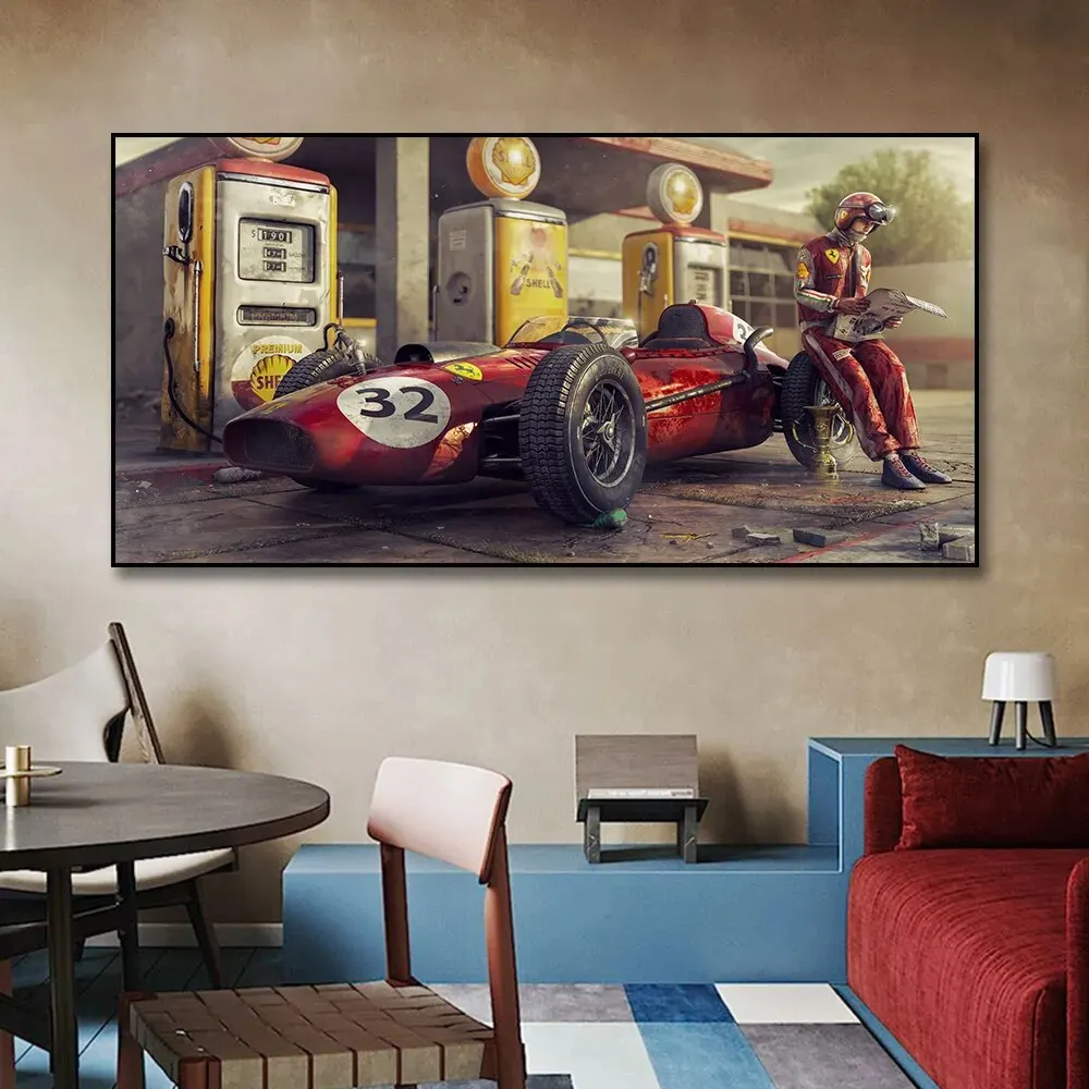 Vintage Car Poster Prints F1 Classic Racing Artwork Wall Art Picture Print Canvas Painting For Living Room Home Decor