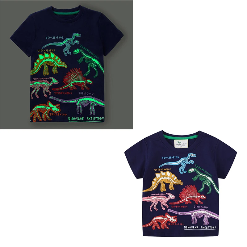 Jumping Meters New Arrival Dinosaurs Print Summer Boys Tshirts Hot Selling Toddler Animals Cotton Clothes Kids Tees Tops