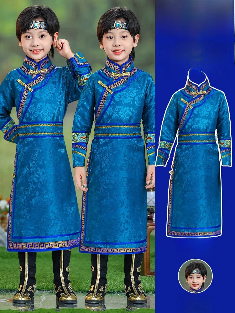 

Детский монгольский этнический костюм для мальчиков: традиционное монгольское одеяние для танцев, выступлений и верховой езды