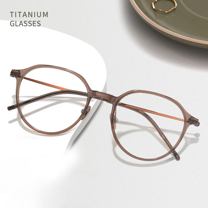 Ultra Light Titanium Vintage TR90 Transparent Glasses Round Fashion Women's Small Optical Prescription Eyeglasses Frame 9204