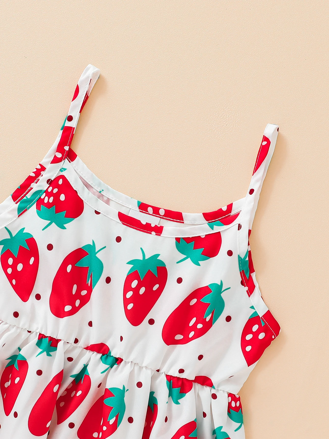 Summer Clothing Strawberry Dress Casual Fashion Print Cute Girl Suspender Dress