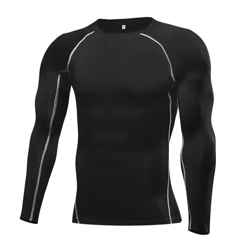 Men's Long Sleeve Quick Dry Compression Fitness Tight Shirt for Running, MMA and Gym Training