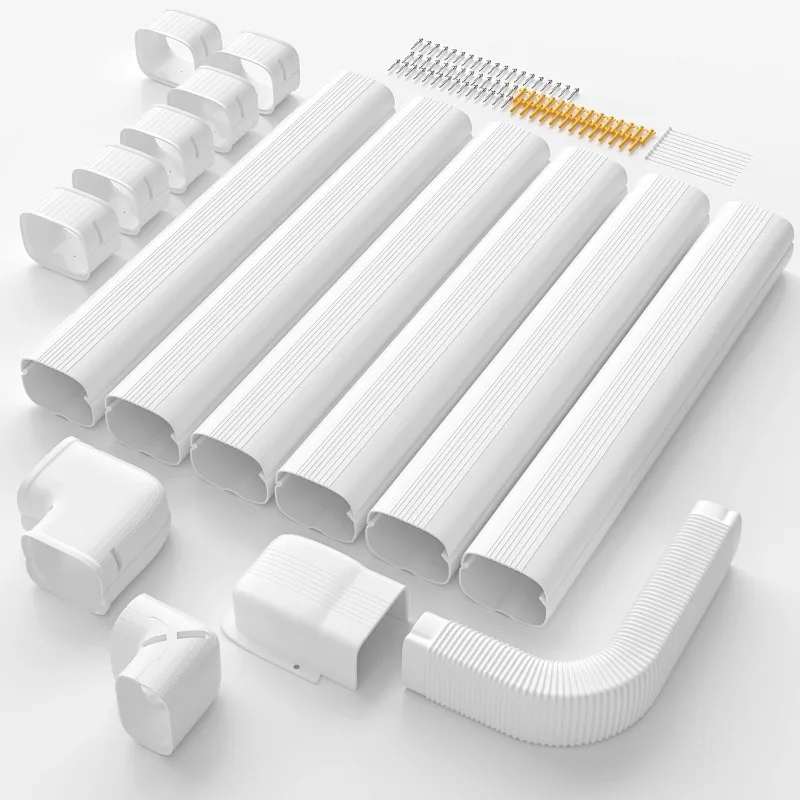 

AC Line Set Cover: 5" 23.5 Ft Line Hide for Mini Split Central AC HVAC Heating System - Waterproof PVC Outdoor Pipe C