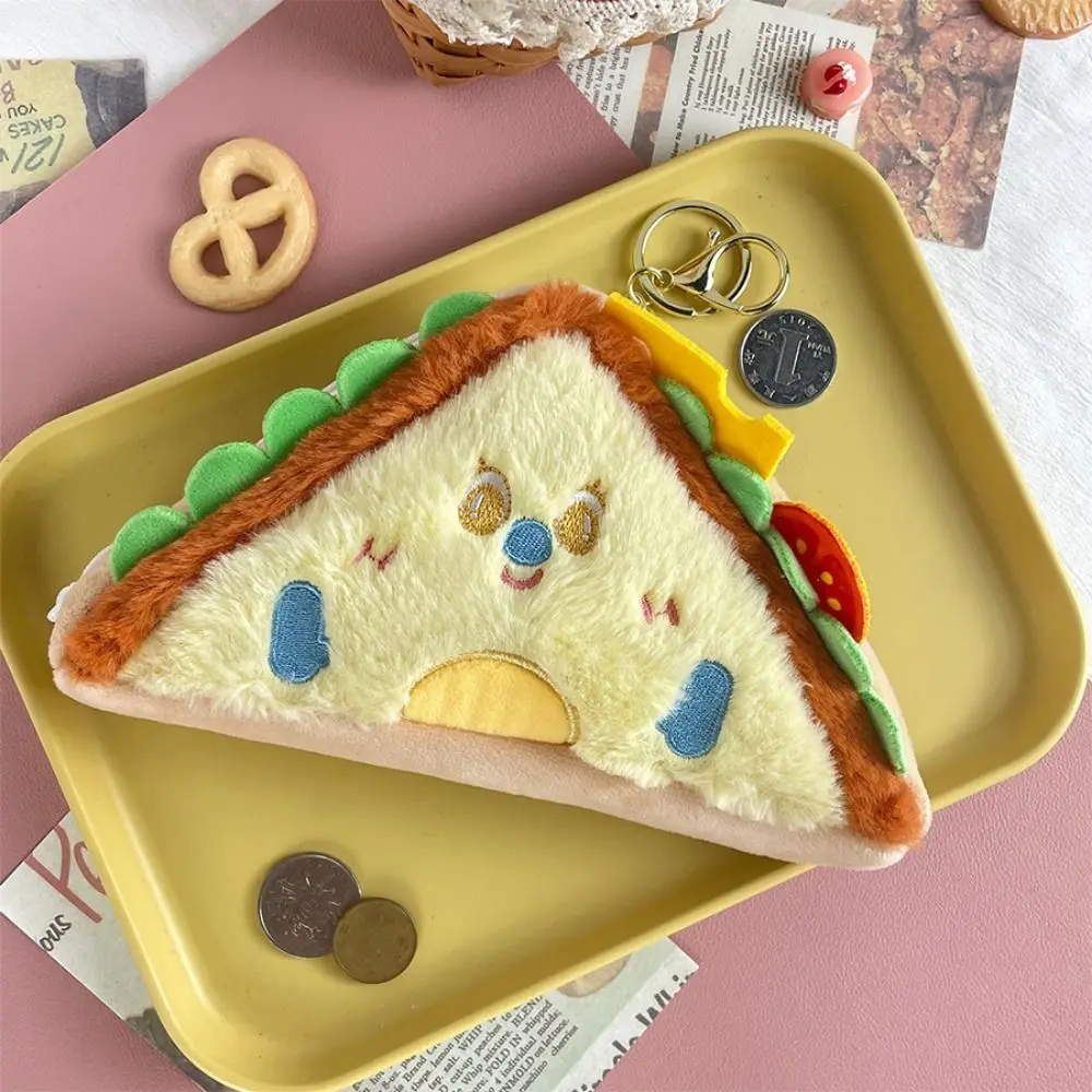 

Creative Hamburger Sandwiches Storage Bag Cartoon Portable Zero Wallet Kawaii Princess Plush Small Purse Girls