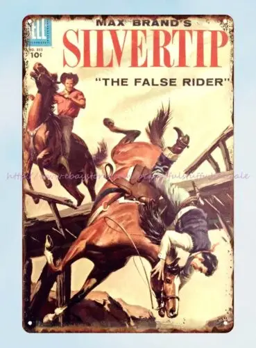 Max Brand's Silvertip comics The false Rider 1957 metal tin sign & decor