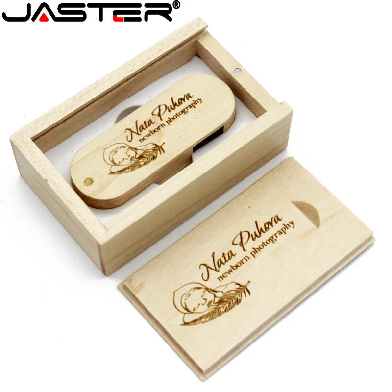 JASTER (1 PCS free LOGO) Wooden USB+ box USB Flash Drive pendrive 64GB 16G 32GB Memory stick for photography wedding gift