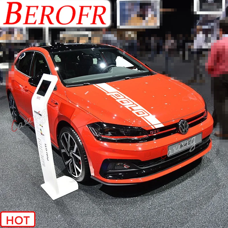 Car Hood Bonnet Sport Stripes For Volkswagen POLO GTI-R LINE-R WRC-TSI Racing Styling Auto Engine Cover Decor Sticker DIY Decals