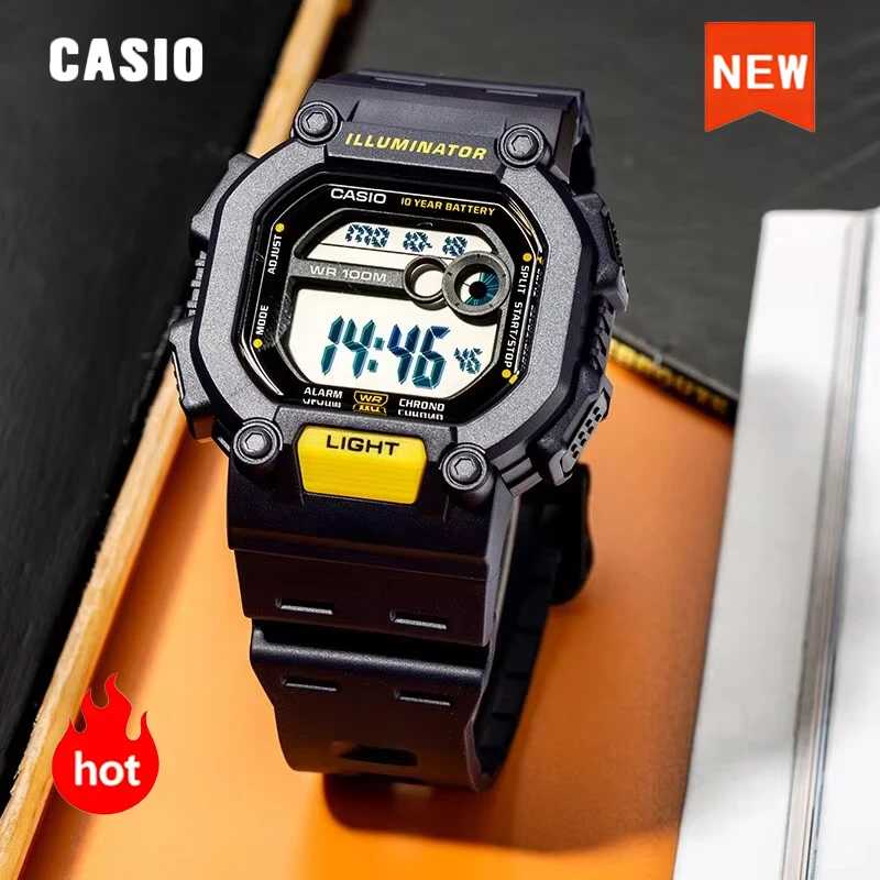 ساعة كاسيو أصلية رياضية خارجية مقاومة للماء رقمية للطلاب، ساعة كوارتز فاخرة متعددة الوظائف