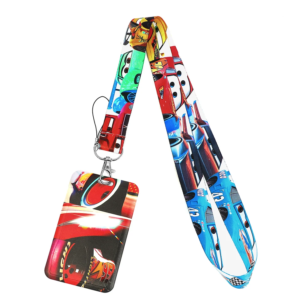 1 قطعة سلسلة مفاتيح Pixar Cars Lightning McQueen Lanyards-حامل شارة الهوية من البوليستر مثالي للمفاتيح والهاتف والبطاقة هدية مثالية لمحبي