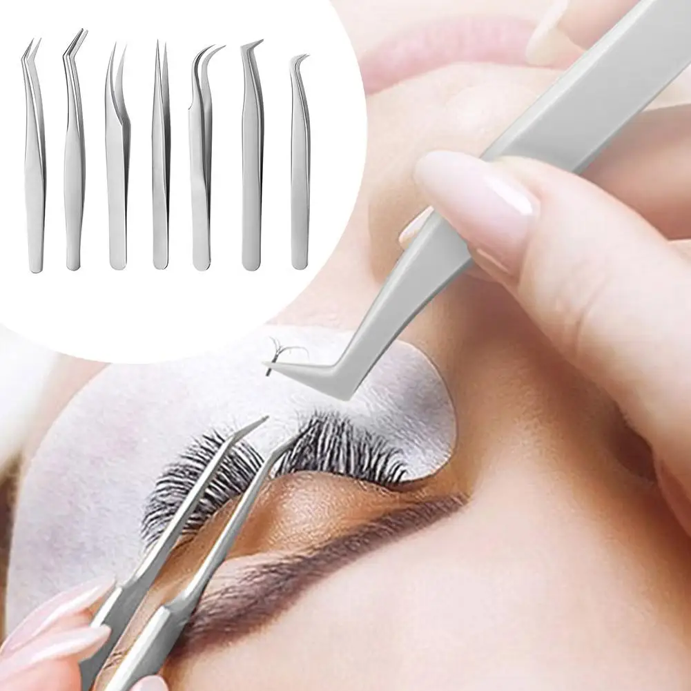 1PC Eyelashes Tweezers Anti-static Eyelash Extension Tweezer Fan Lash Eyebrow Tweezers Curved Straight Excellent Closure