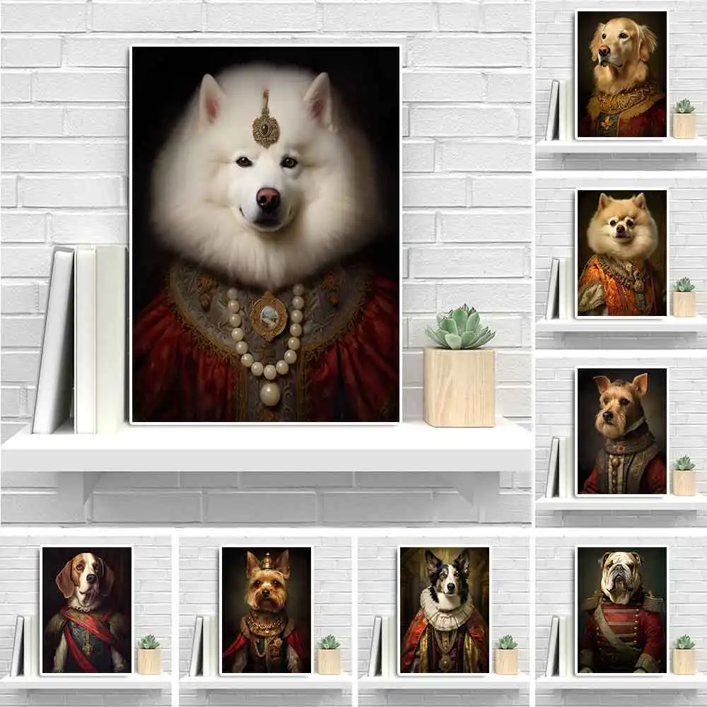 

Abstract Aristocratic Poodle Poster And Print Renaissance Animal Portrait Canvas Painting Funny Dog Wall Art Room Home Decor