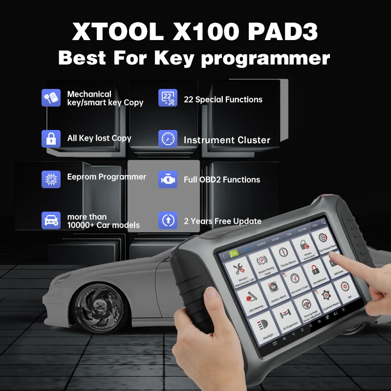 XTOOL X100 PAD3 Auto Key Programmer With Kc100 OBD2 Car Diagnostic Tools built-in CAN FD ECU Coding Active Test Immobilizer