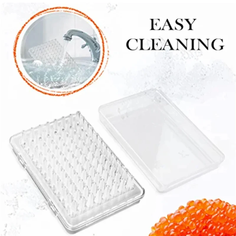 Caviar Maker Box Spherification Dropper, Molecular Gastronomy Kit, 96-Hole Roe Sauce Dispenser Strainer Tools with Spoon&Syringe