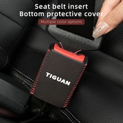 Leather Car Seat Belt Clip Protector Seatbelt Buckle Plug Cover For VW Tiguan Passat Golf Scirocco Jetta T-ROC Touareg Touran