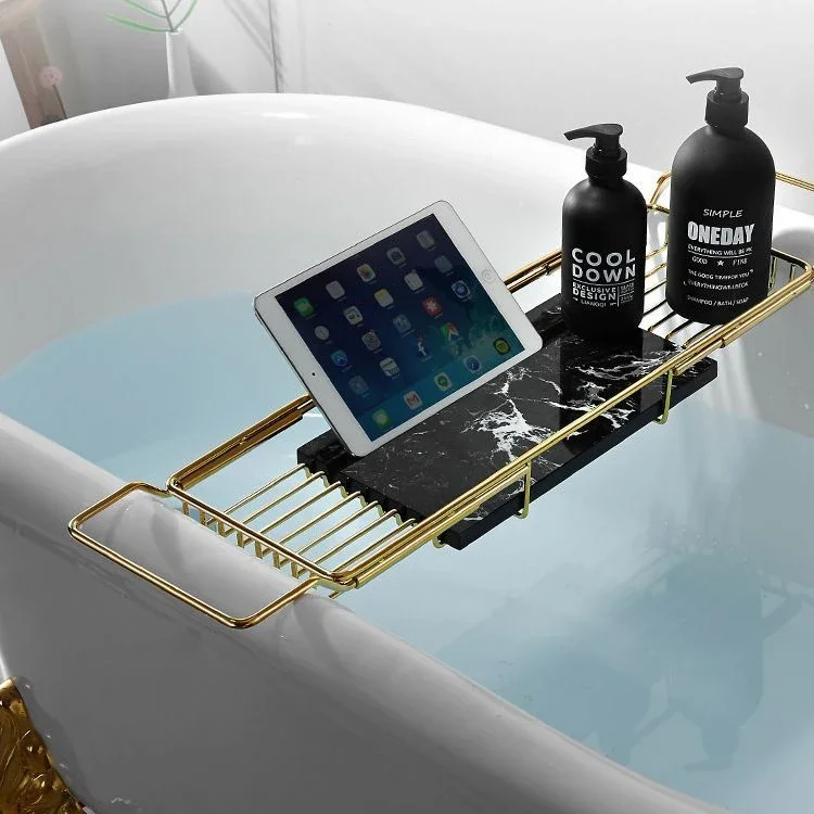 Multifunctional Bathtub Shelving Retractable Bathroom Bath Shelf Table Stainless Steel Phone Mobile Storage Rack