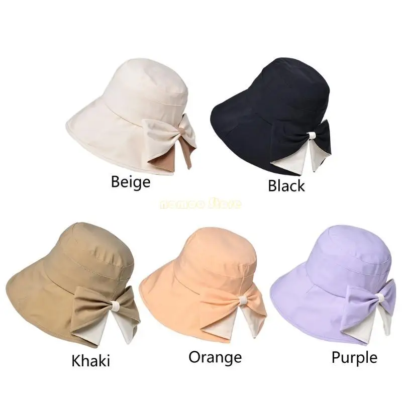 

31BF Elegant Bucket Hat for Girls Women Packable Fisherman Hat with Large Bowknot
