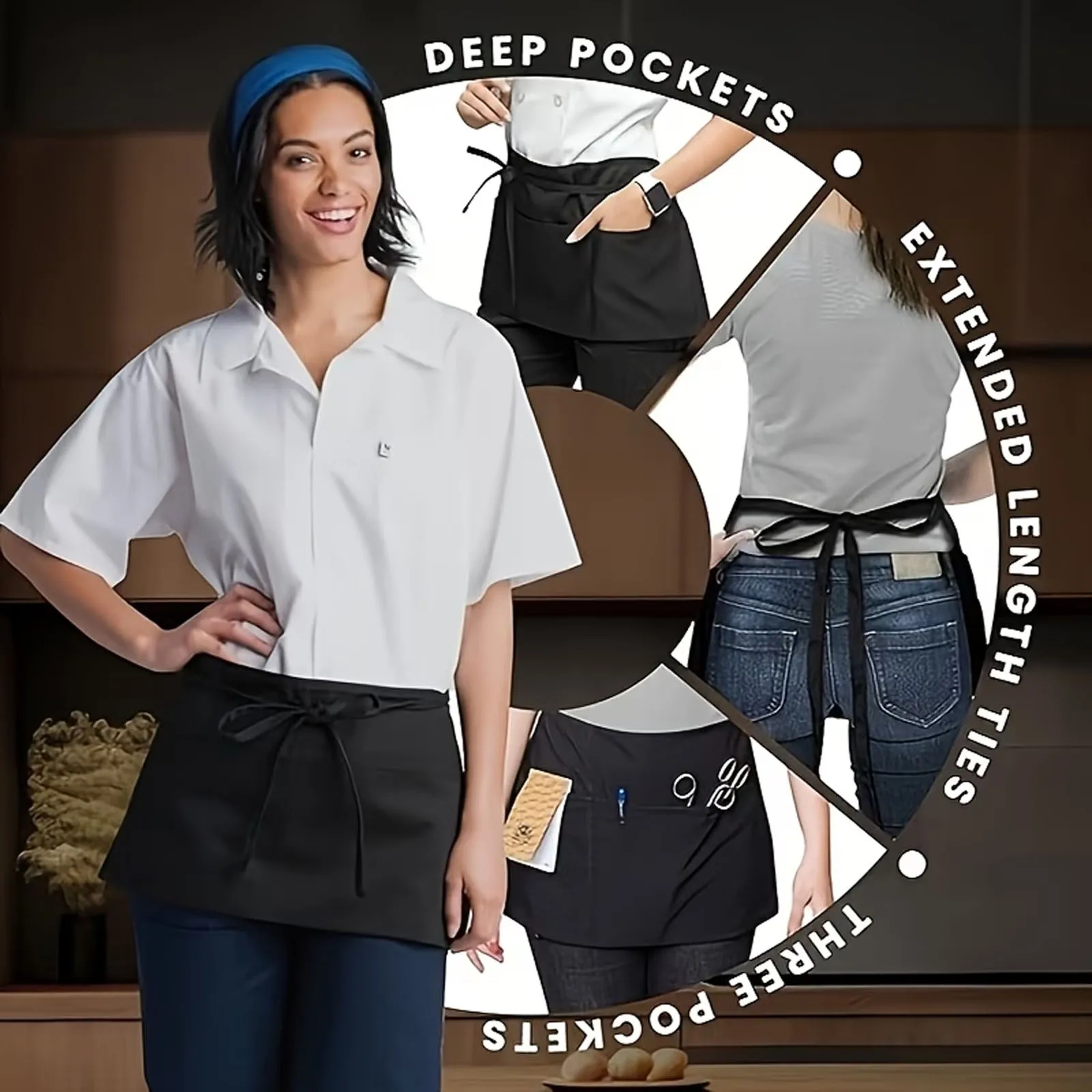 2-Pack Personalized Aprons, Customizable with Names, Household Kitchen Aprons, Chef Aprons, Waiter Work Aprons, Hairstylist Tool Aprons, Cleaning Worker Aprons, Etc., Multi-Purpose Aprons view 5