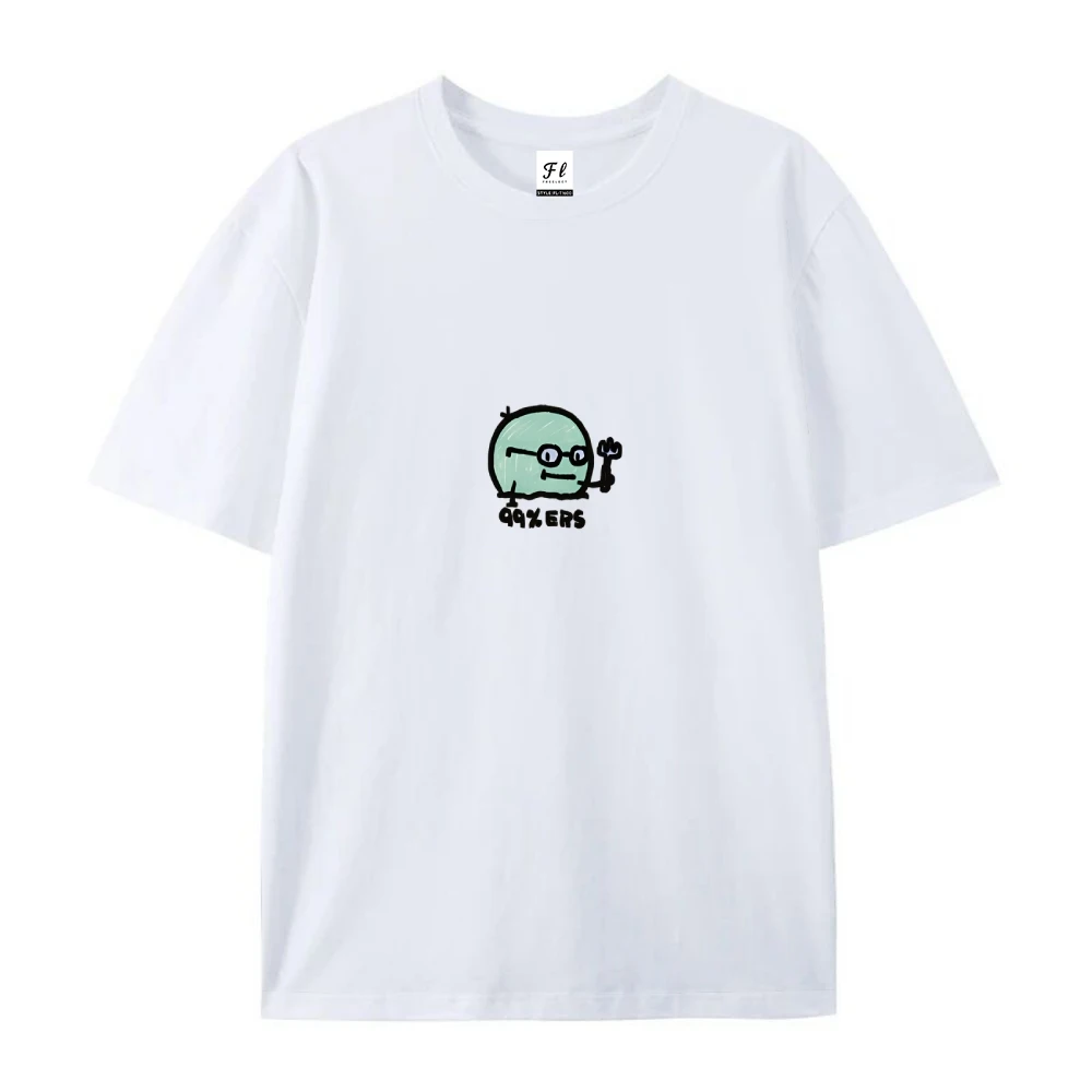 تي شيرت قطني Y2K للرجال برسومات كرتونية خضراء نص المشاهير شارع فيبي أبيض فضفاض TopY2K Street FlairTrendy Comfort