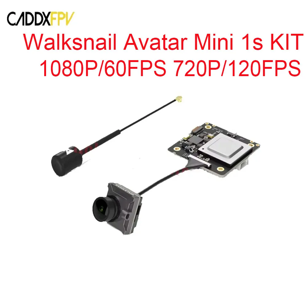 Caddx Walksnail Avatar Mini 1S Kit 1080P/60fps 350mW 22ms Baja latencia Almacenamiento incorporado de 8GB para Dron de carreras FPV Tinywhoop