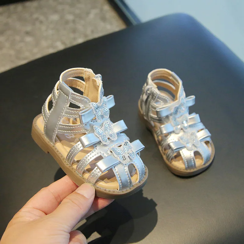 Sweet Cute Girl's Shoes 2026 Summer New Kids Sandals Comfort Anti Slip Child Beach Shoes Simple Versatile Girls' Roman Sandals