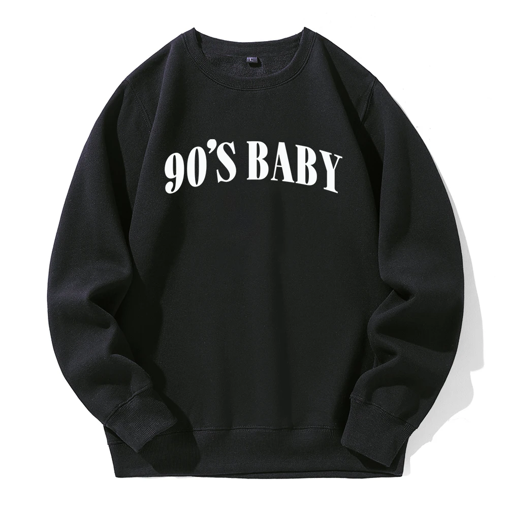 90'S Baby Letter Printing Hoody Men Loose O-Neck Casual Clothes Fashion Classic Basic Hoodies Novelty Creative Fleece New Hooded