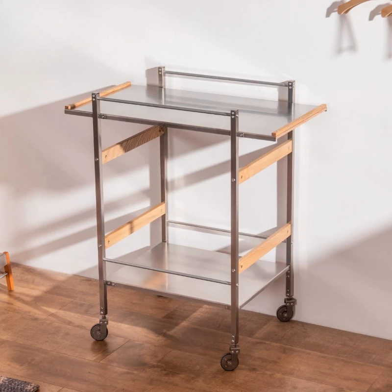 Mobile bar multi-layer movable stainless steel storage living room