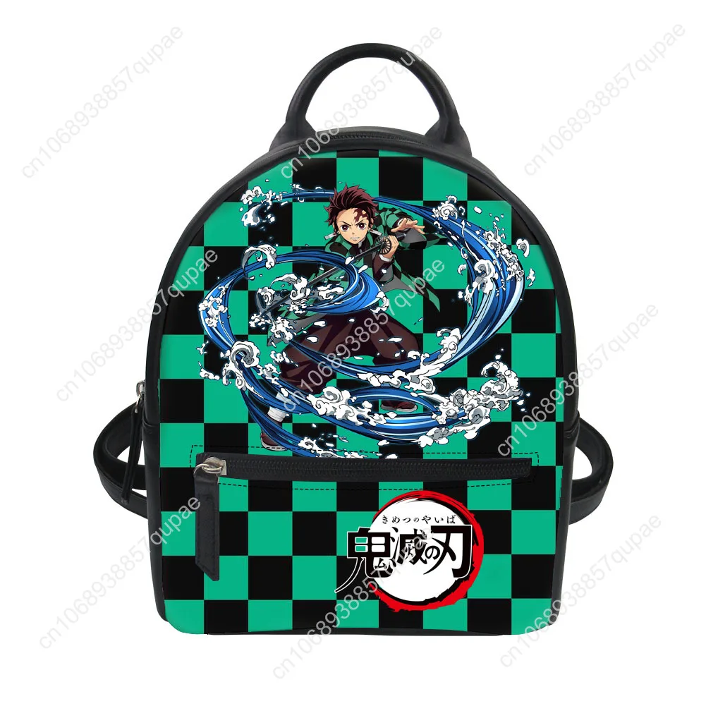 Anime Demon Slayer Backpack Purse Tanjirou Nezuko Carter Schoolbags Double Shoulder Bag Mini Daypack Leather Travel Bag - Image 3
