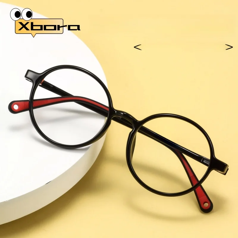 

Круглая оправа для очков Xbora в стиле ретро для мальчиков и девочек, сверхлегкие гибкие детские очки, модные удобные детские очки U5116N