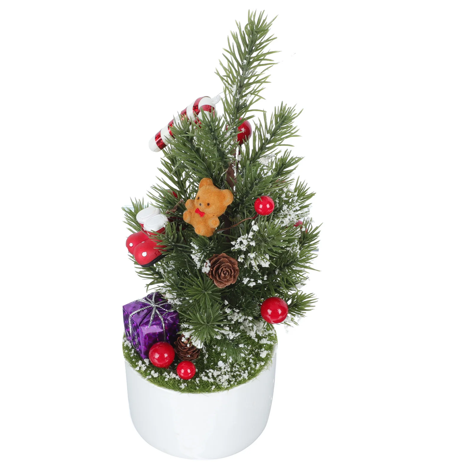 

1Pcs Xmas Artificial Potted Plant Decor Christmas Festival Decoration Lifelike Desktop Ornament Party Home Garden Xmas Scene