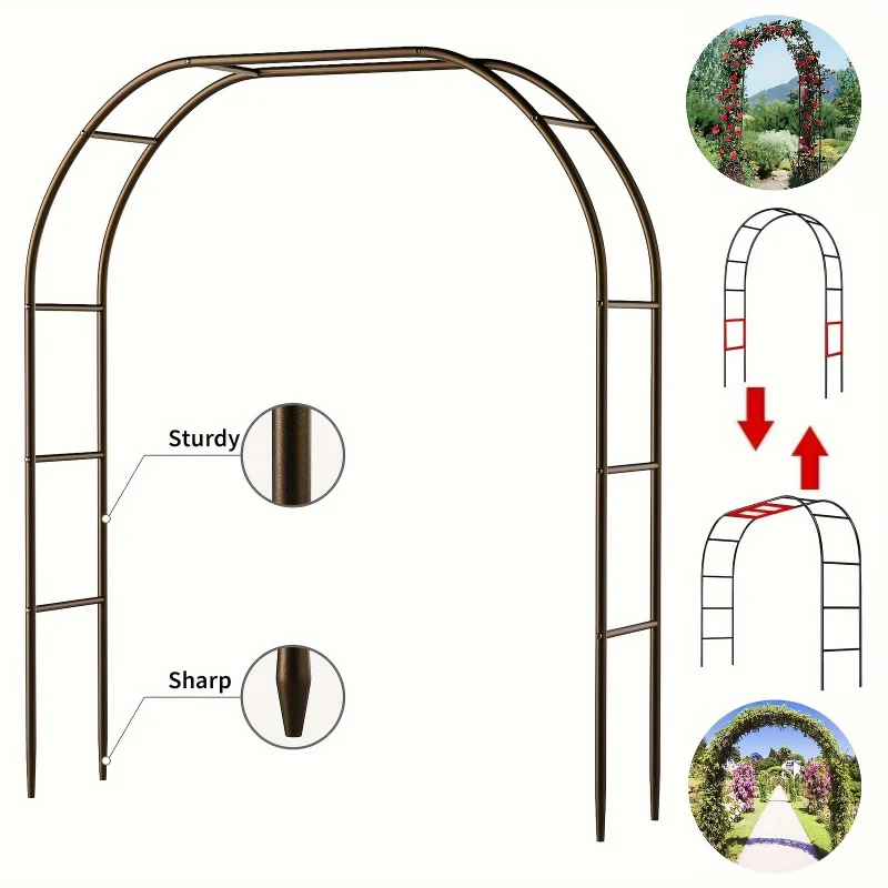 

1pc, Metal Garden Arch, 100inch Large Size Heavy Duty Steel Frame Garden Arch With Gothic Style, Wedding Arch Lawn Rock Climbing