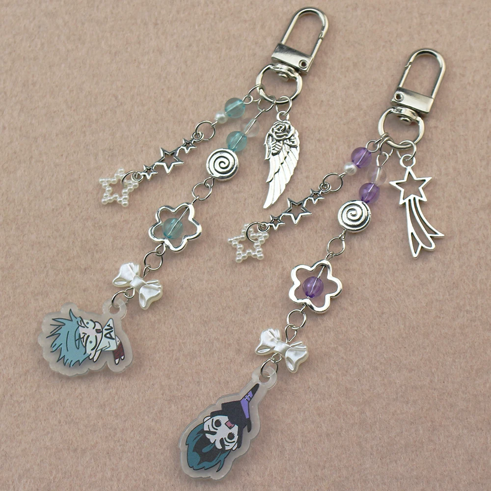 Anime Alien Stage IVAN & TILL Keychain Heart Bow Phone Charm Beaded Keychain Versatile Backpack Decoration Accessories Gifts