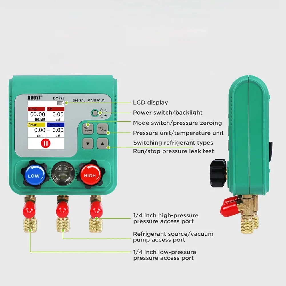 0-6000Kpa Vacuum Pressure Manifold Tester Meter Digital Manifold Gauge Meter Vacuum Meter Automobile Refrigerant Liquid Repair