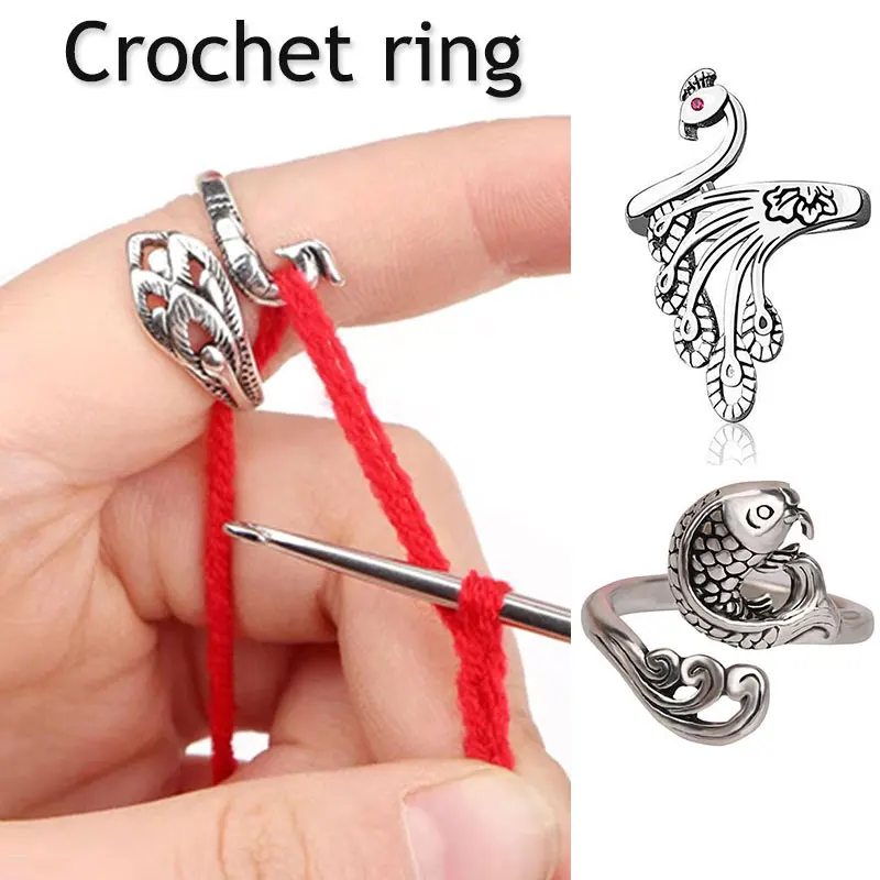 New DIY Knitting Loop Crochet Tool Multi Style Ring Finger Wear Thimble Yarn Adjustable Open Finger Ring Sewing Accessories