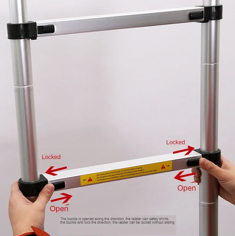 Telescopic Herringbone Aluminum Alloy Single-sided Ladder Thickened Folding Household Multifunctional Lift