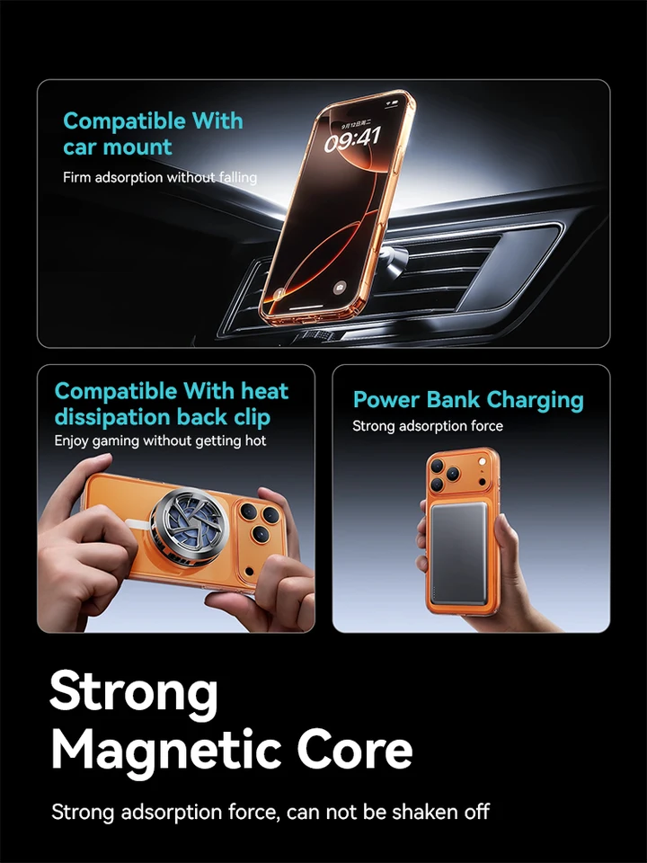 Funda magnética Joyroom para iPhone 17 16 Pro Max, transparente anti-amarillamiento con carga inalámbrica, delgada 5