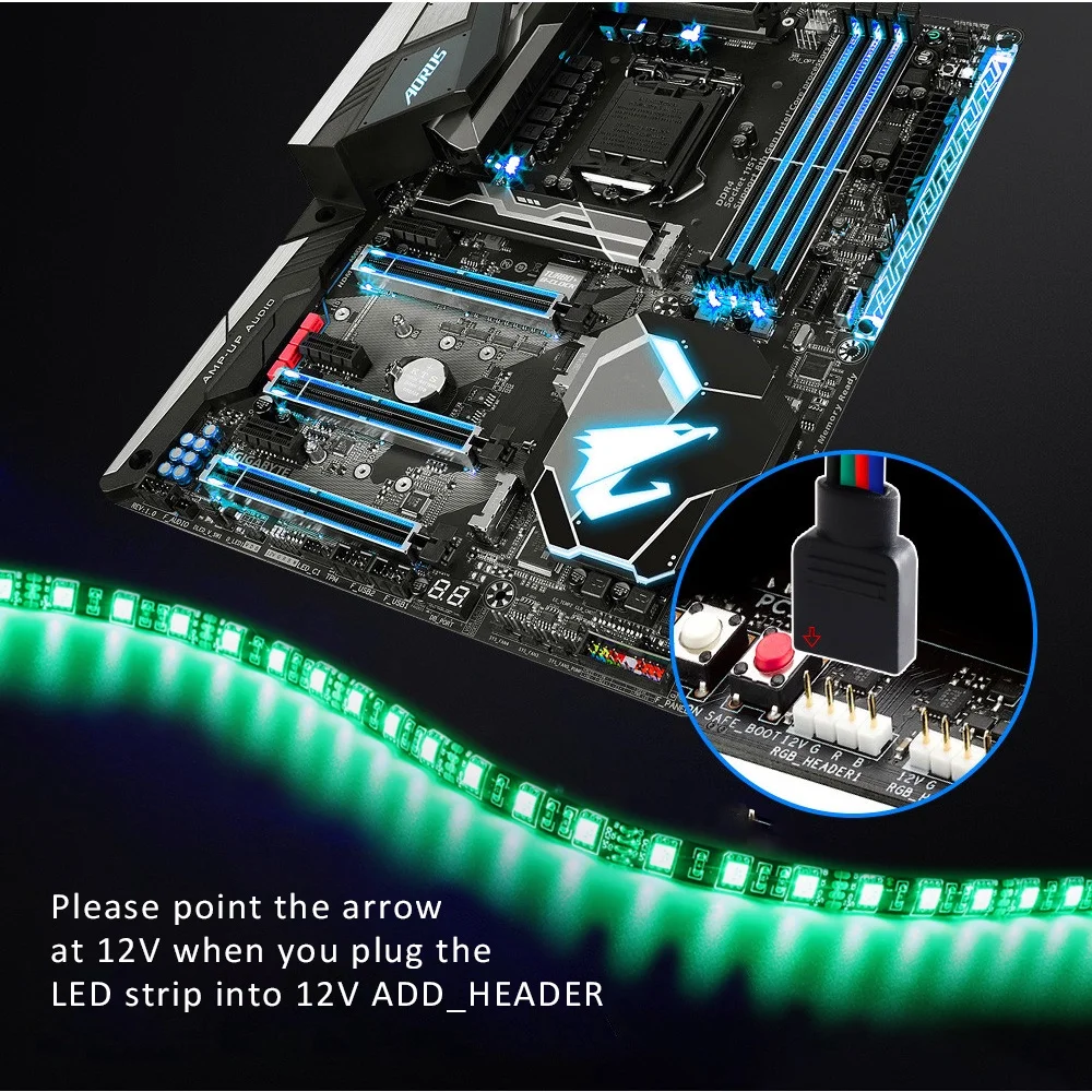 12V 4Pin RGB LED Strip Light IP30 IP65 5050 ARGB Aura Sync Motherboard Control PC Computer Case 50CM 1M 2M 60LEDs/M 1to1 1to2