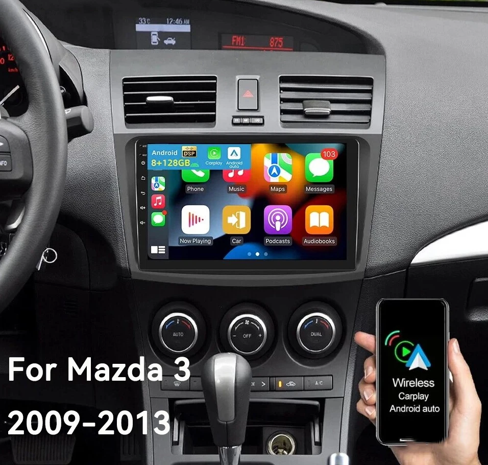 

Android 16 Carplay Auto for Mazda 3 2009-2013 Car Radio Multimedia Player Stereo Speakers Head Unit Video Audio GPS Navigation