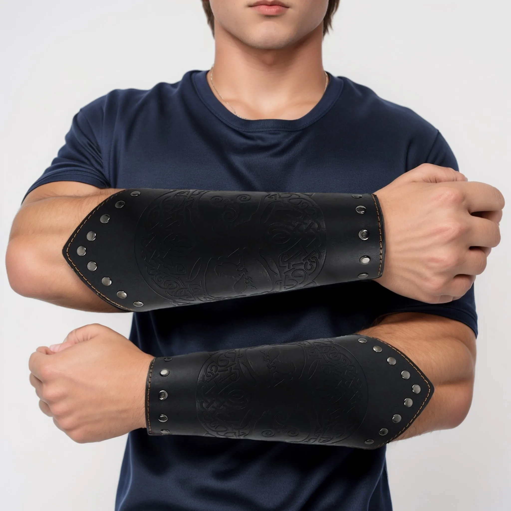 

Medieval Viking Armor Arm Cosplay Knight Lace-Up Sparta Warrior Wristband Man Bracers Leather Gauntlet Pirate Warmers Cuff Prop