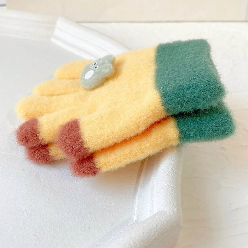 1Pair 24 Months Baby Wool Knitted Gloves Winter Warm Cute Boys Girls Full Finger Gloves for 1 2 3 Years Old Children Accessories