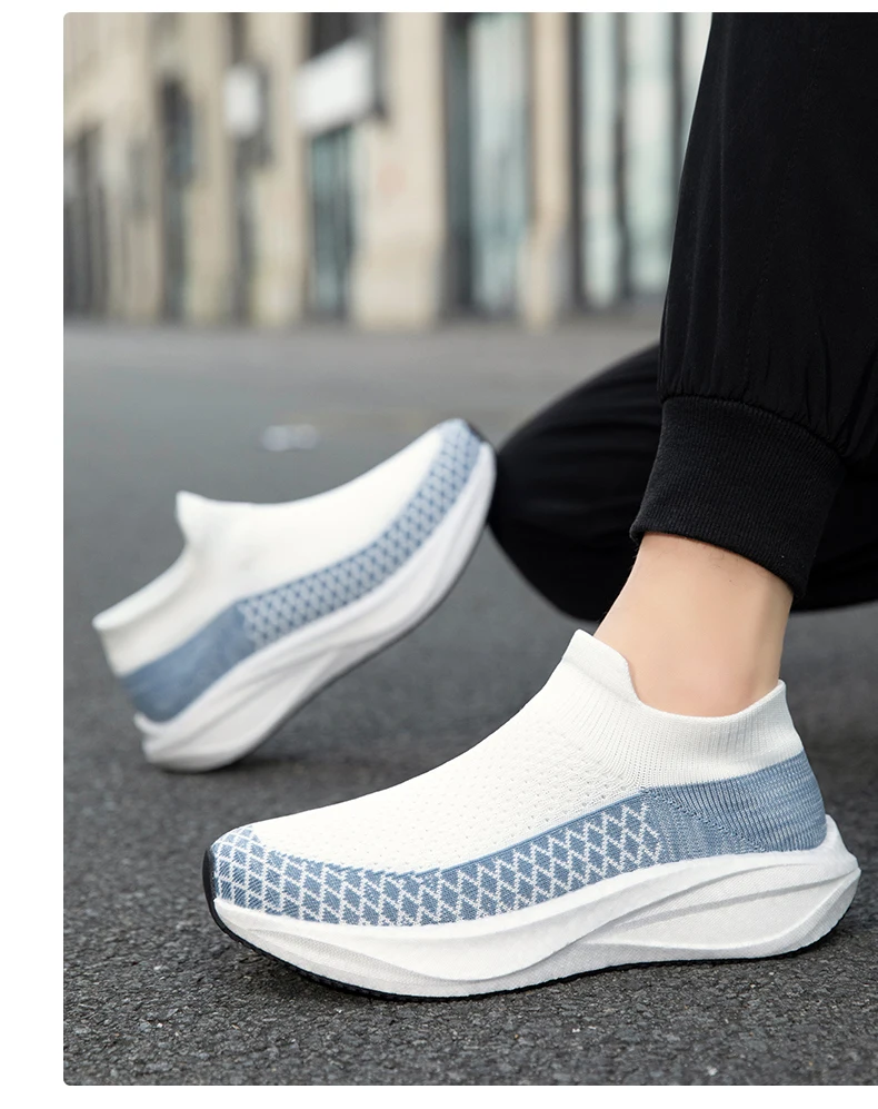 Unisex Real Boost Sneaker mit dicker Sohle, Stretch-Strick, atmungsaktiv, Übergrößen, stoßdämpfend, Sportschuhe, Laufschuhe für Damen und Herren – Detail 25